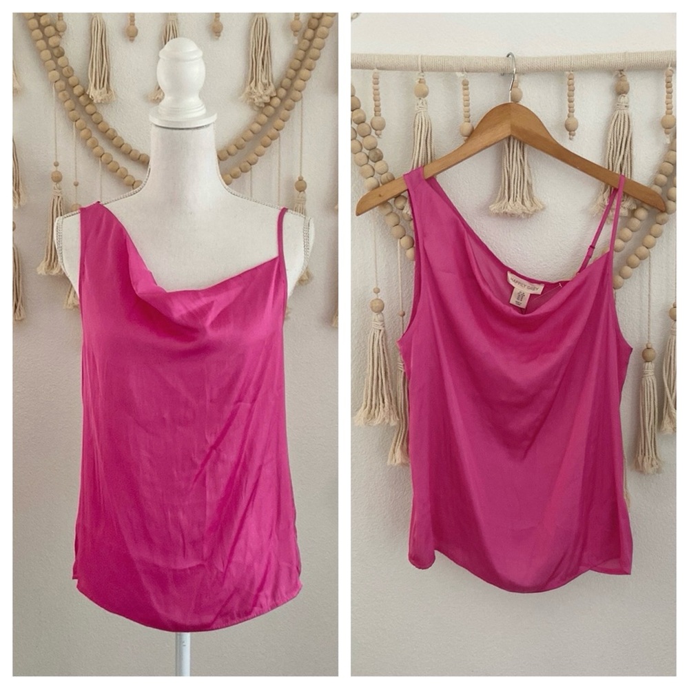 Happily Grey hot pink strappy satin tank top going out Valentine’s Day medium